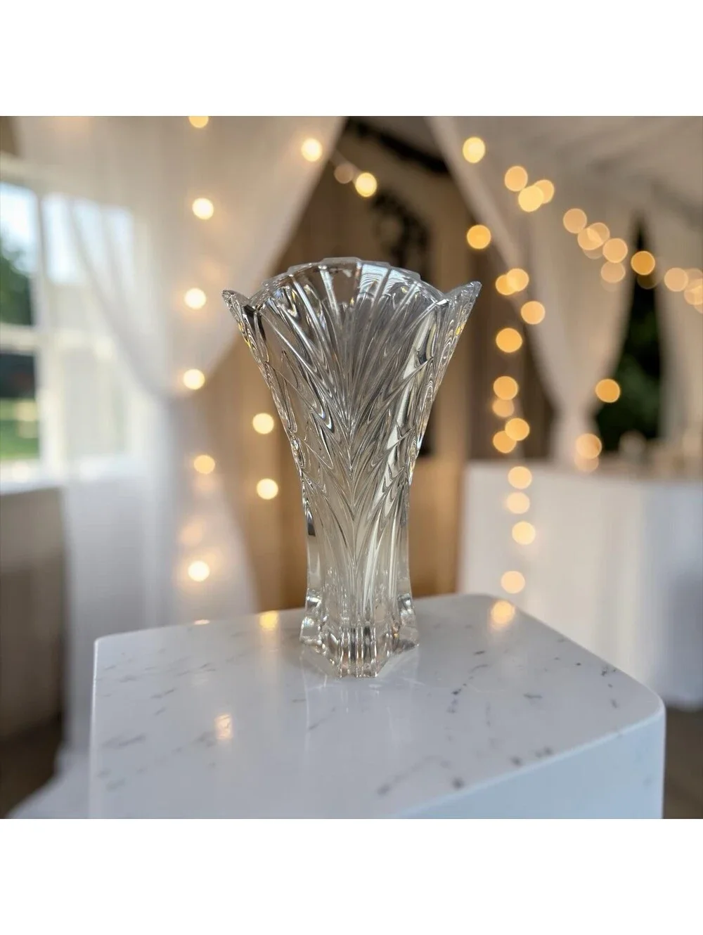 Crystal Clear Heavy Vase with Scalloped Edge 8